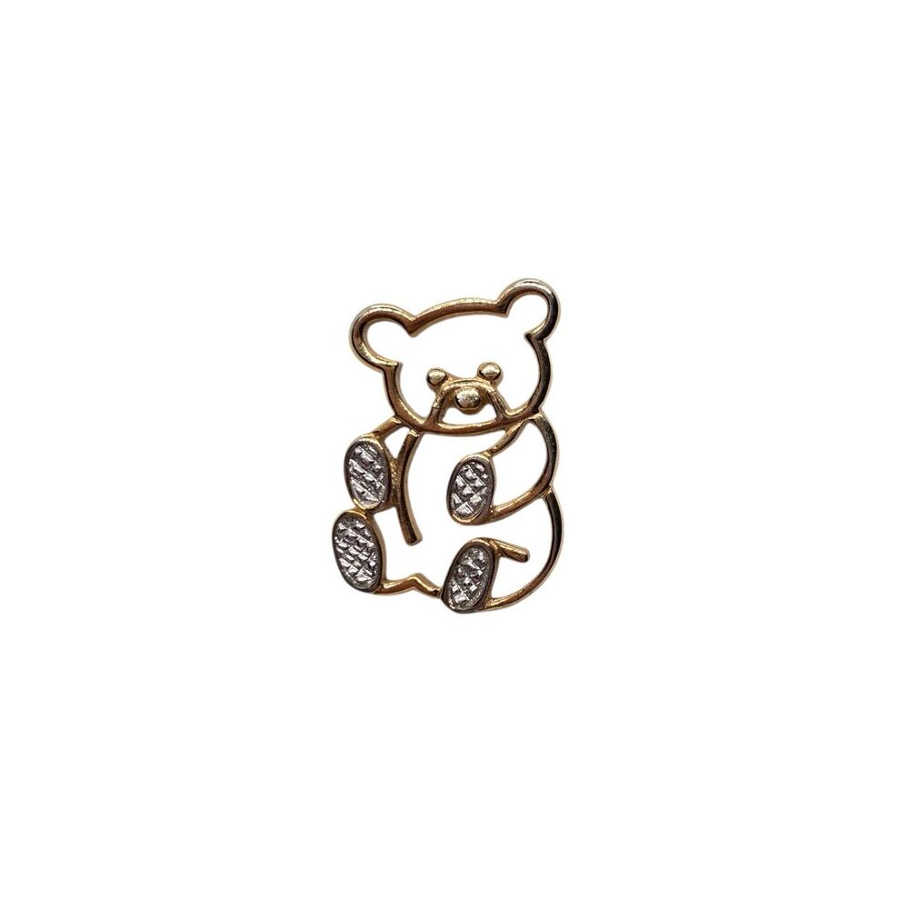 Vintage Avon Teddy Bear Gold Tone Stick Pin Textured Paws Brooch